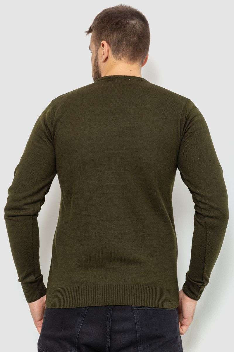Свитер мужской однотонный, цвет хаки, 161R1770-1 — изображение 4