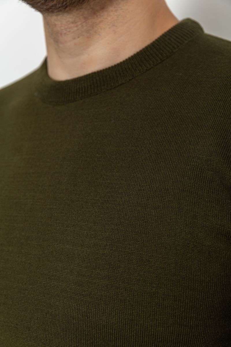 Свитер мужской однотонный, цвет хаки, 161R1770-1 — изображение 5