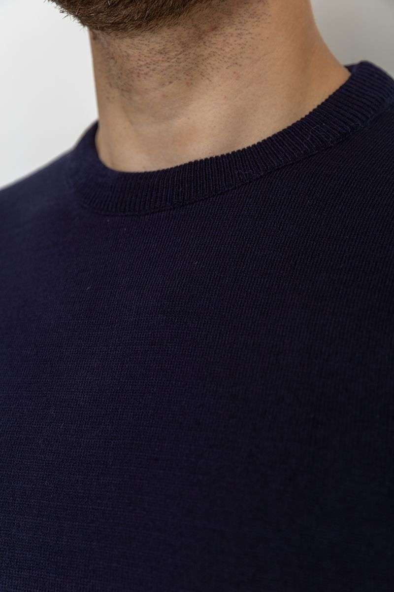 Свитер мужской однотонный, цвет темно-синий, 161R1770-1 — изображение 5