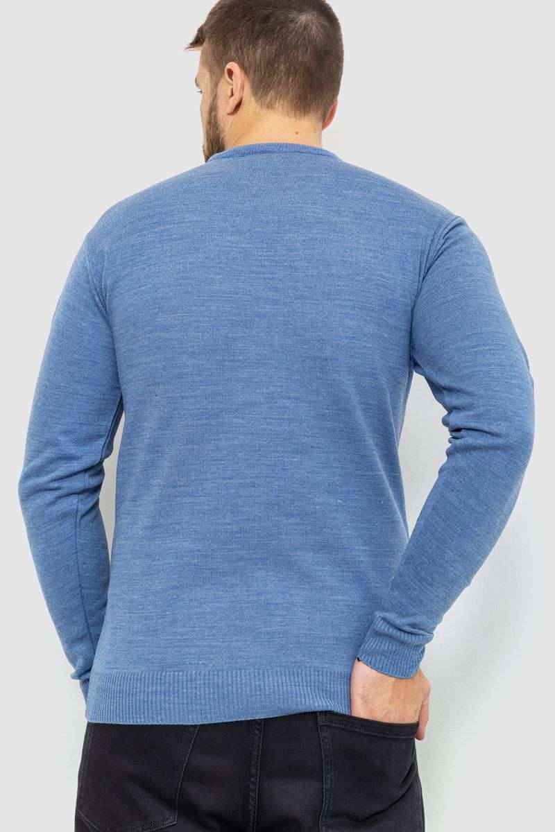 Свитер мужской однотонный, цвет джинс, 161R1770-1 — изображение 4