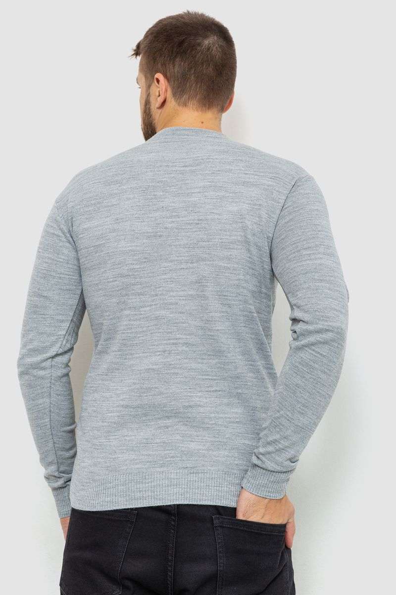 Свитер мужской однотонный, цвет светло-серый, 161R1770-1 — изображение 4