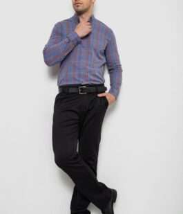 Рубашка мужская в клеточку, цвет джинс, 214R1255