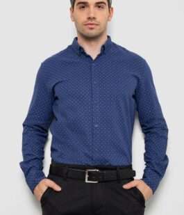 Рубашка мужская с принтом, цвет синий, 214R7365