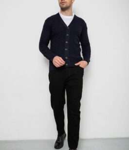 Кофта мужская на пуговицах, цвет темно-синий, 238R7783