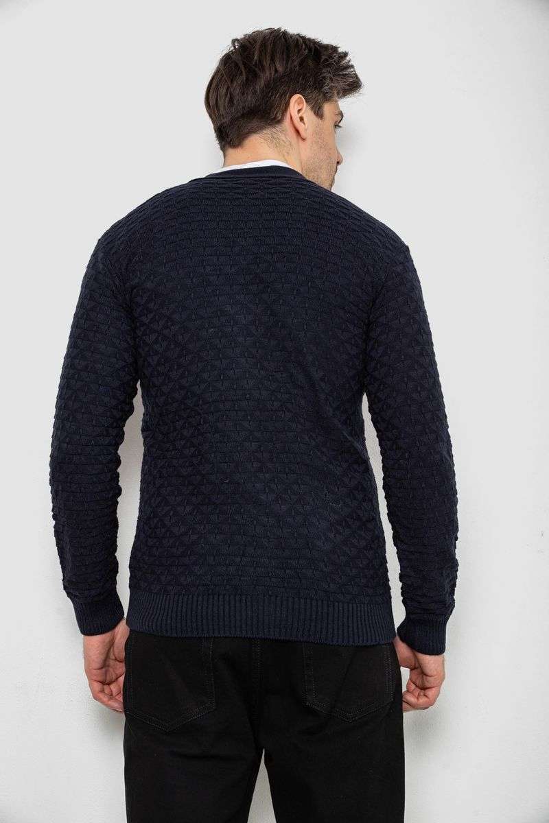 Кофта мужская на пуговицах, цвет темно-синий, 238R7783 — изображение 4