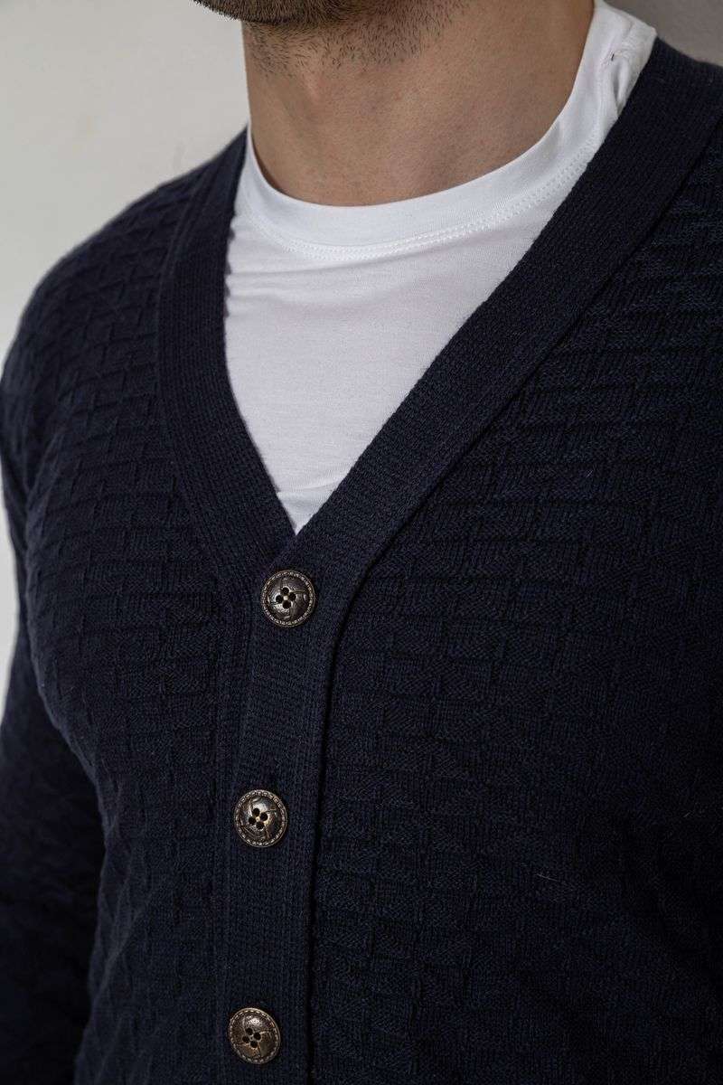 Кофта мужская на пуговицах, цвет темно-синий, 238R7783 — изображение 5