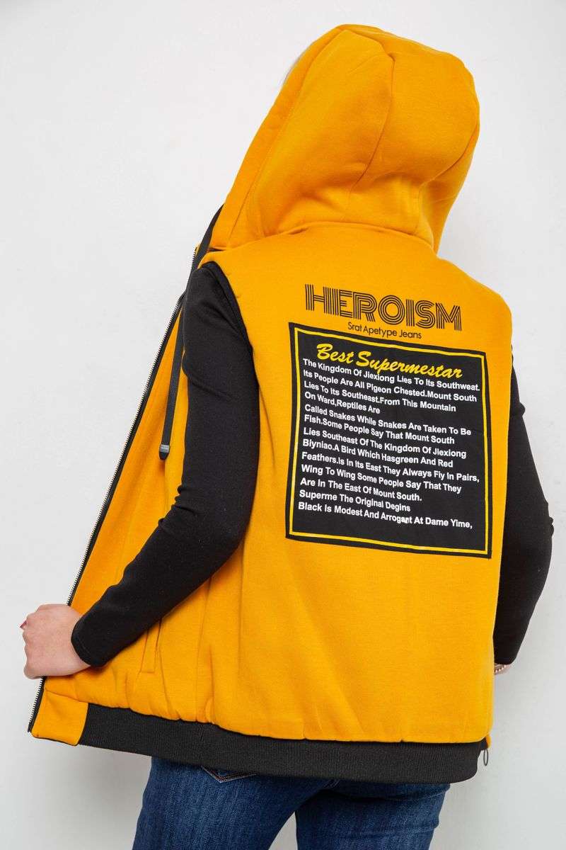 Жилет женский двухсторонний, цвет черно-горчичный, 244R20166 — изображение 6