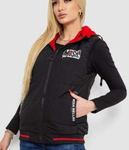 Жилет женский двухсторонний, цвет черно-красный, 244R20166