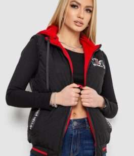 Жилет женский двухсторонний, цвет черно-красный, 244R20166