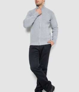 Кофта мужская на молнии с карманами, цвет серый, 161R1053
