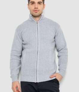 Кофта мужская на молнии с карманами, цвет серый, 161R1053