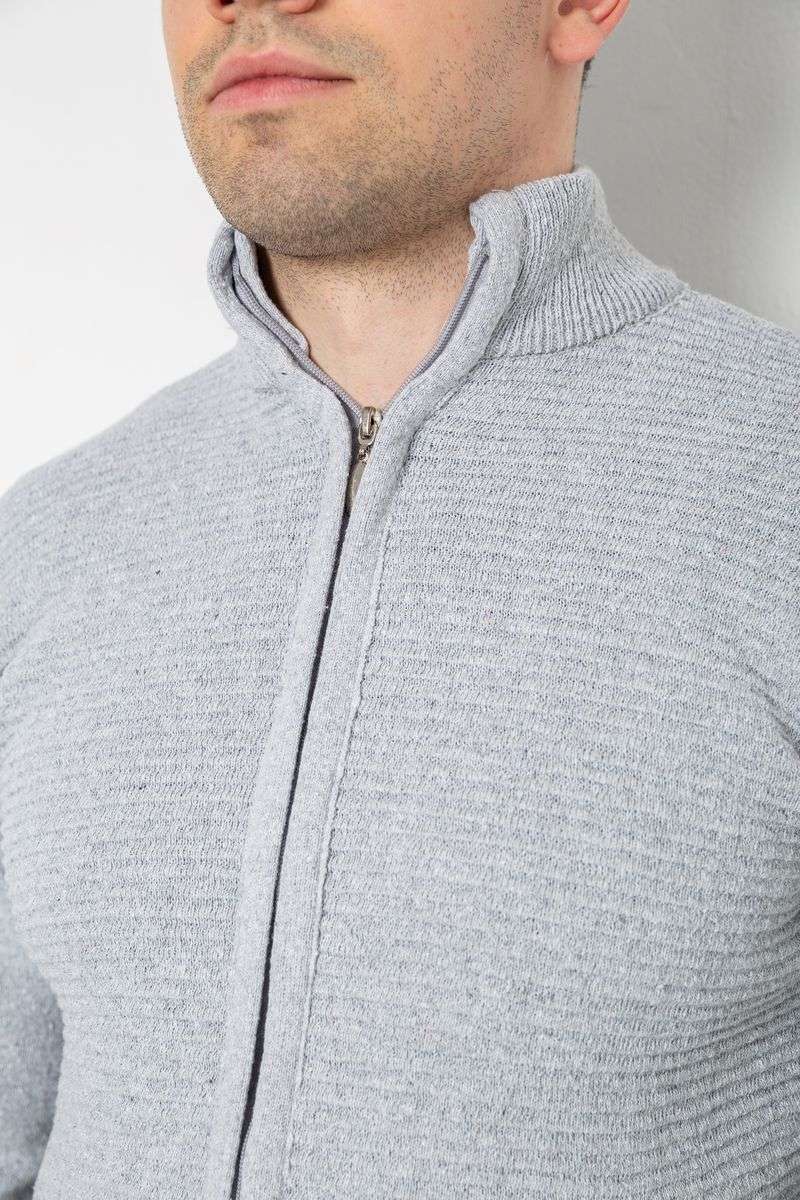 Кофта мужская на молнии с карманами, цвет серый, 161R1053 — изображение 5