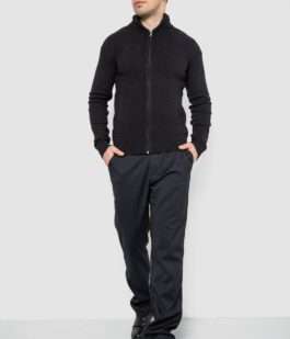 Кофта мужская на молнии с карманами, цвет черный, 161R1053