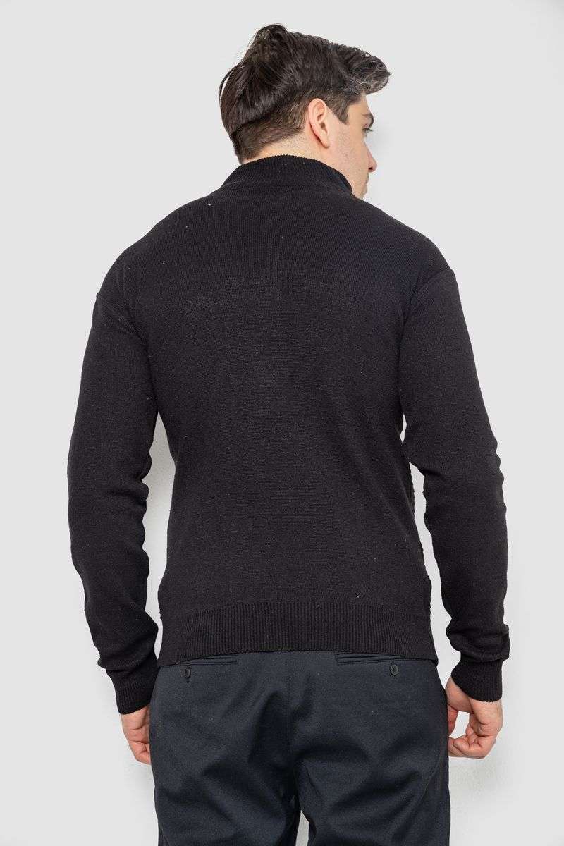Кофта мужская на молнии с карманами, цвет черный, 161R1053 — изображение 4