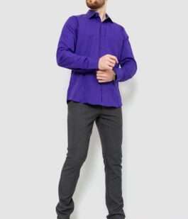 Рубашка мужская однотонная, цвет фиолетовый, 214R7081