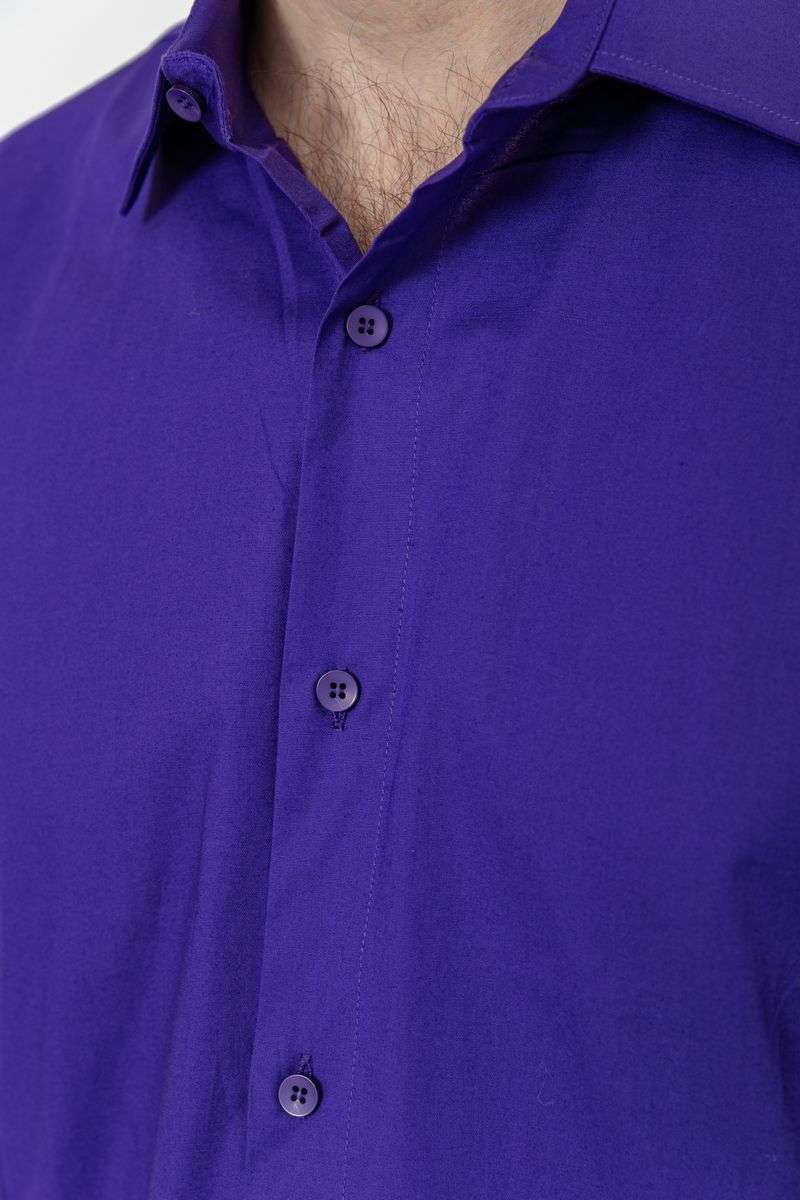 Рубашка мужская однотонная, цвет фиолетовый, 214R7081 — изображение 5
