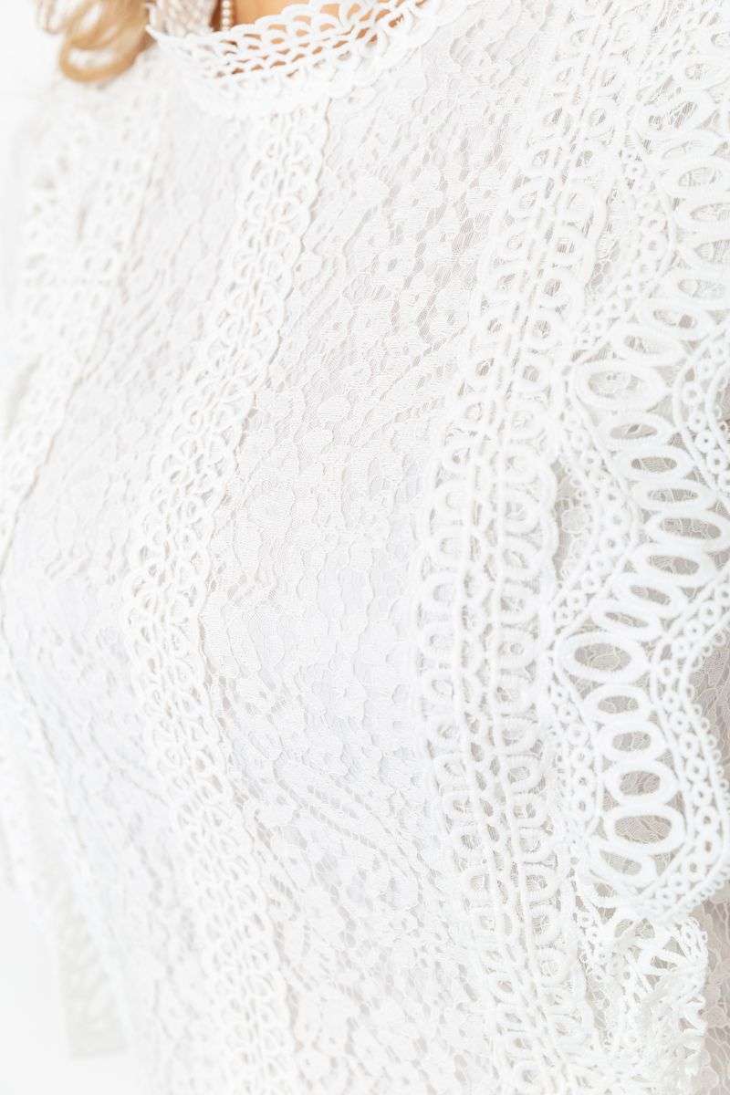 Блуза женская гипюровая классическая, цвет белый, 204R150 — изображение 5