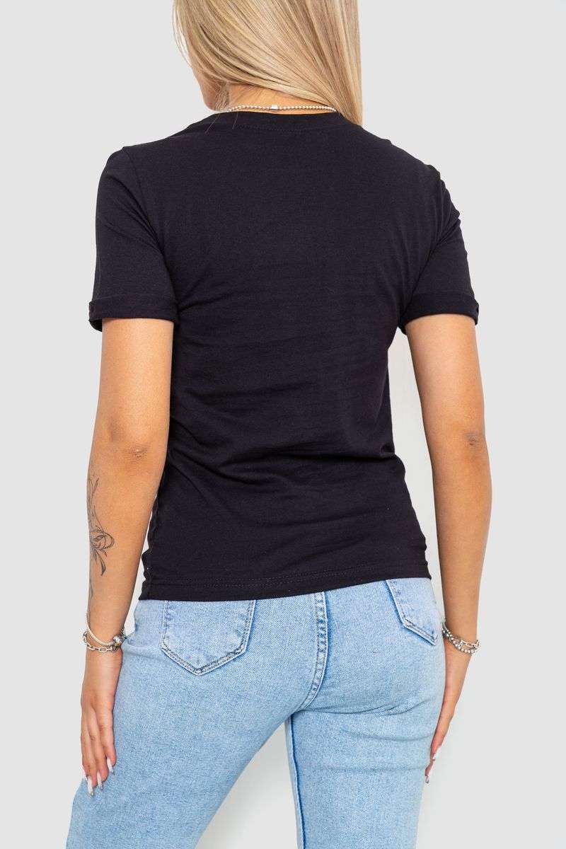 Футболка женская с принтом, цвет черный, 238R57396 — изображение 4