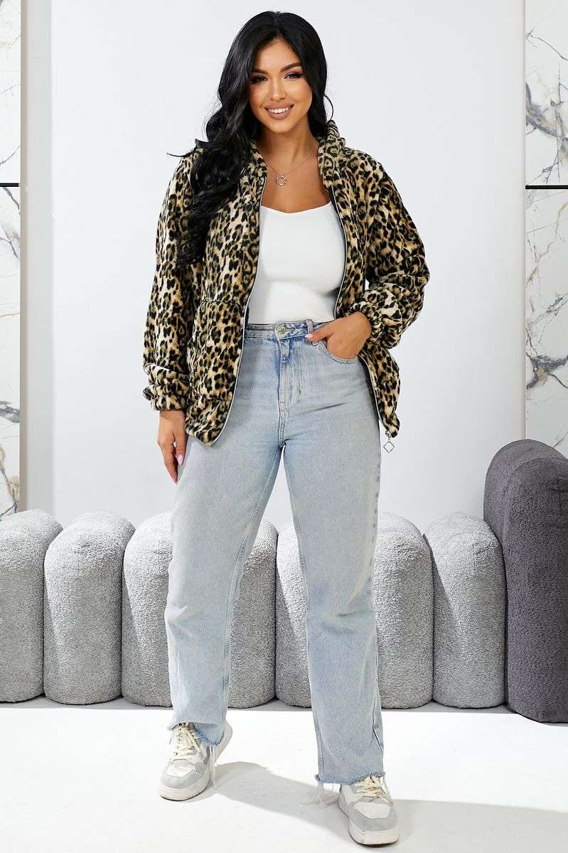 Бомбер женский c капюшоном, цвет леопардовый, 257R48 — изображение 6