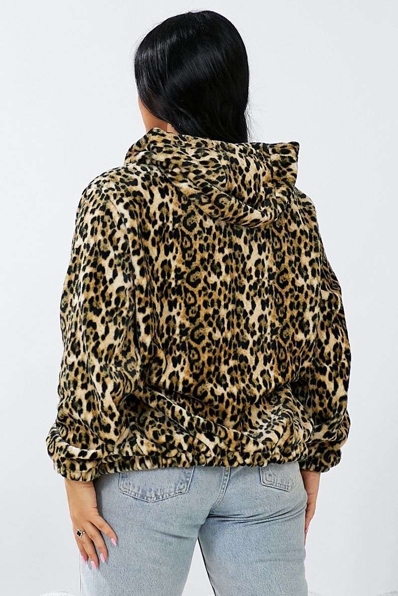 Бомбер женский c капюшоном, цвет леопардовый, 257R48 — изображение 7