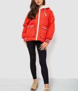 Куртка женская демисезонная с рукавом реглан, цвет темно-коралловый, 244R8023