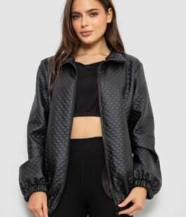 Бомбер женский с принтом, цвет черный, 257R72-4