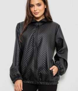 Бомбер женский с принтом, цвет черный, 257R72-4