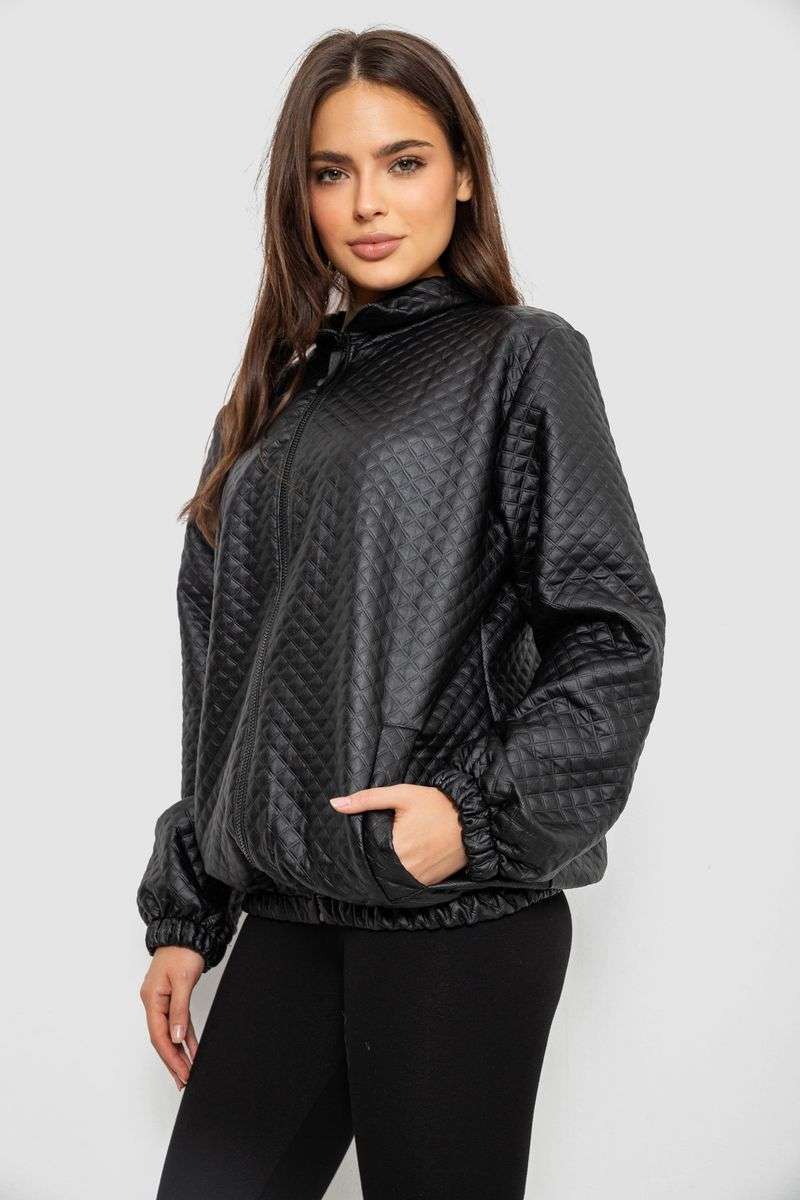 Бомбер женский с принтом, цвет черный, 257R72-4 — изображение 4