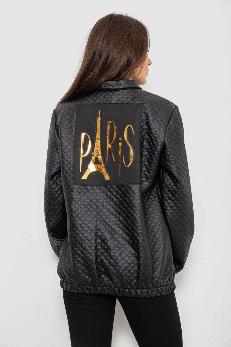 Бомбер женский с принтом, цвет черный, 257R72-4 — изображение 5