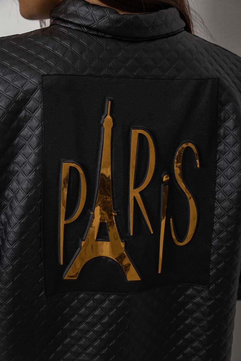 Бомбер женский с принтом, цвет черный, 257R72-4 — изображение 6