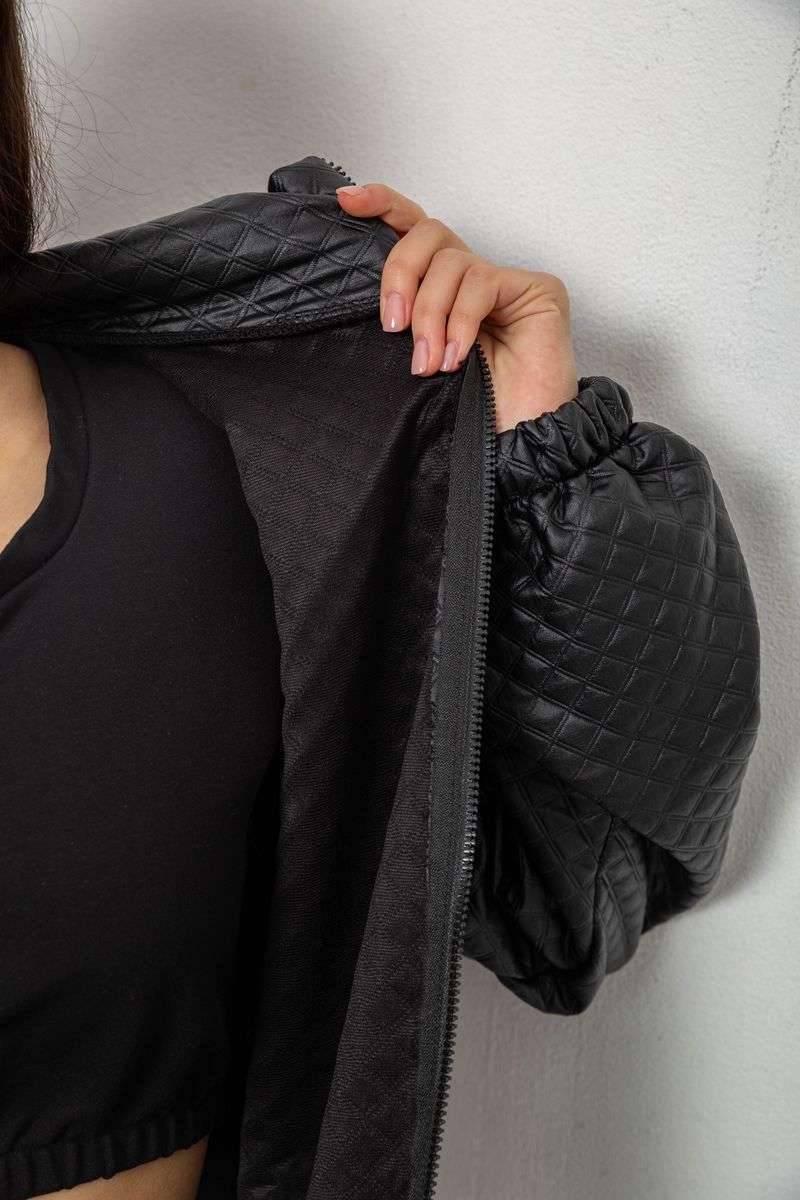 Бомбер женский с принтом, цвет черный, 257R72-4 — изображение 8