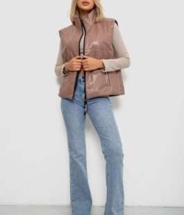 Жилет женский демисезонный экокожа, цвет коричневый, 257R98