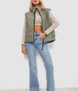 Жилет женский демисезонный экокожа, цвет хаки, 257R98