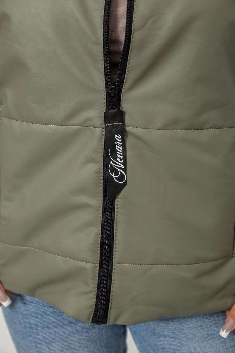 Жилет женский демисезонный экокожа, цвет хаки, 257R98 — изображение 7