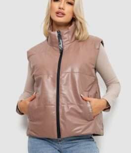 Жилет женский демисезонный экокожа, цвет коричневый, 257R98