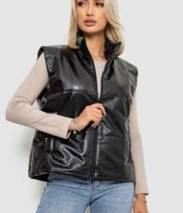 Жилет женский демисезонный экокожа, цвет черный, 257R98