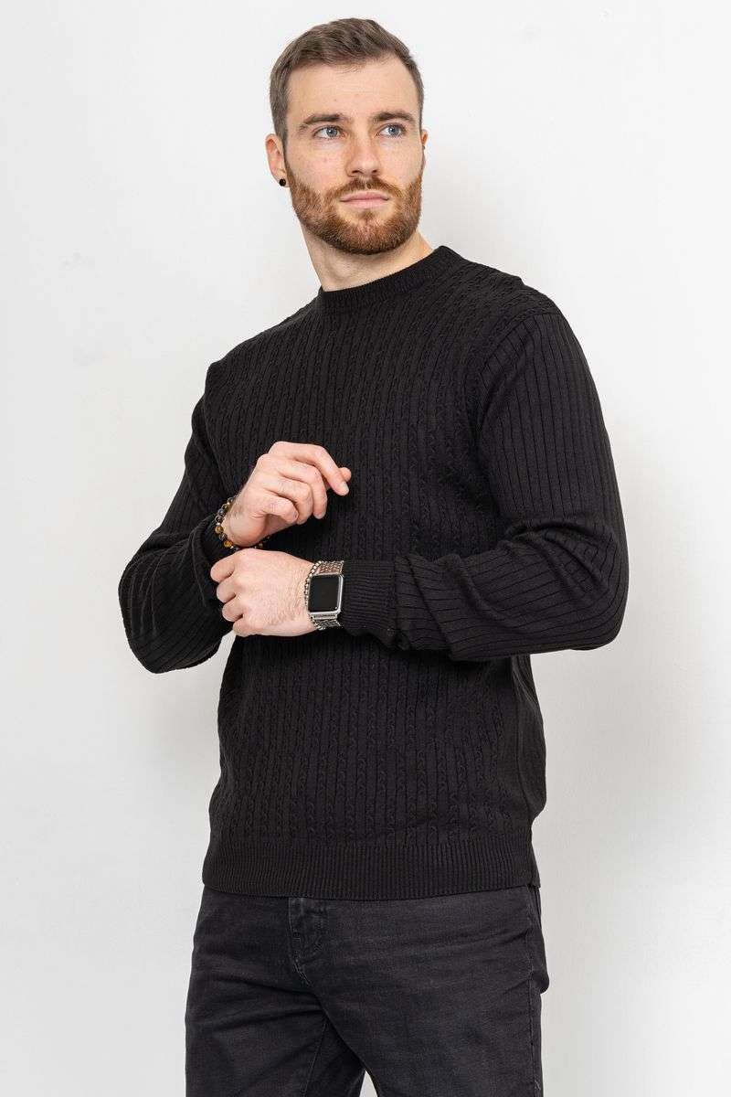 Свитер мужской, цвет черный, 161R880 — изображение 4