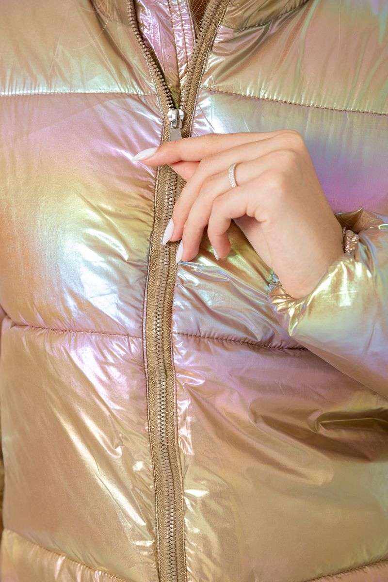 Куртка женская демисезонная плащевка, цвет бежево-сиреневый, 243R2022-2 — изображение 6