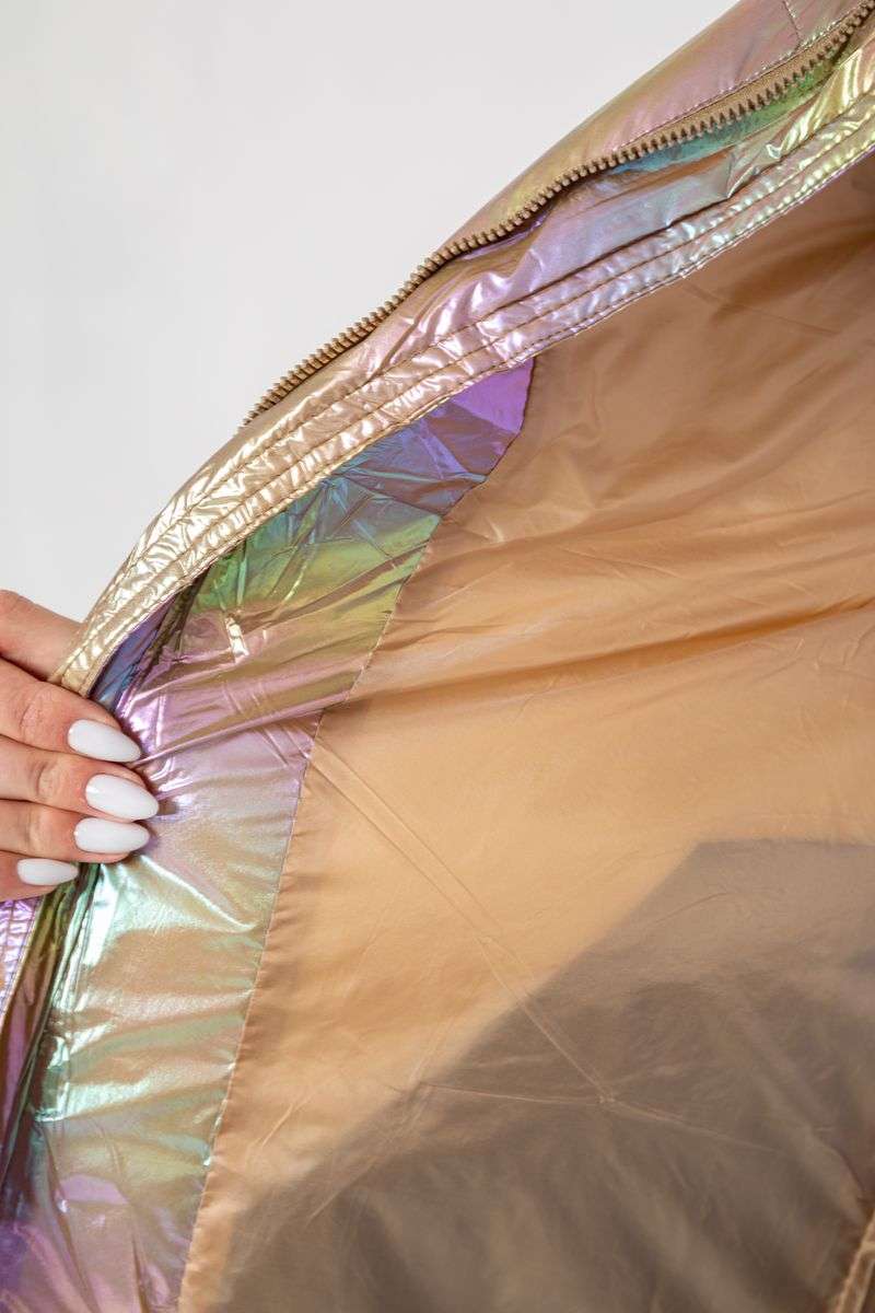 Куртка женская демисезонная плащевка, цвет бежево-сиреневый, 243R2022-2 — изображение 7