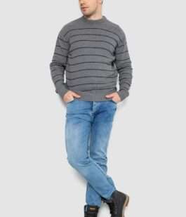 Свитер мужской в полоску, цвет серый, 161R1057