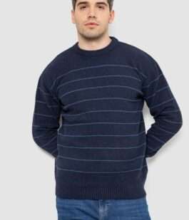 Свитер мужской в полоску, цвет темно-синий, 161R1057