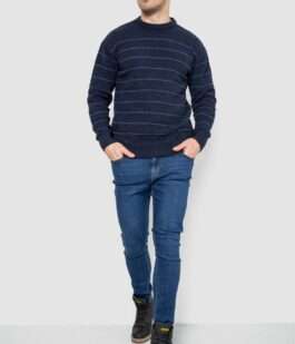 Свитер мужской в полоску, цвет темно-синий, 161R1057