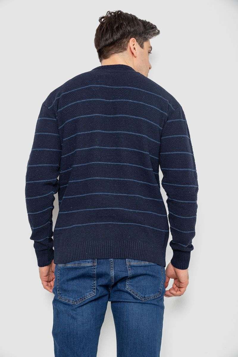 Свитер мужской в полоску, цвет темно-синий, 161R1057 — изображение 4