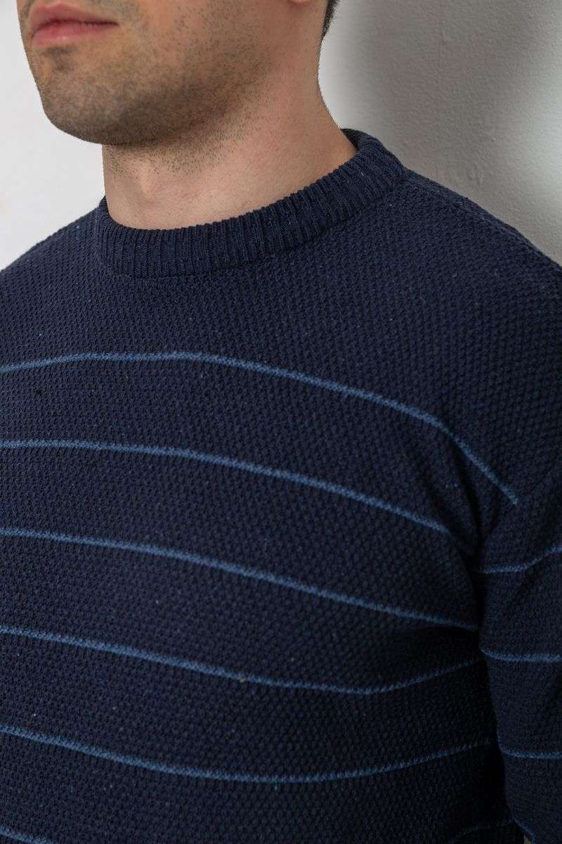 Свитер мужской в полоску, цвет темно-синий, 161R1057 — изображение 5