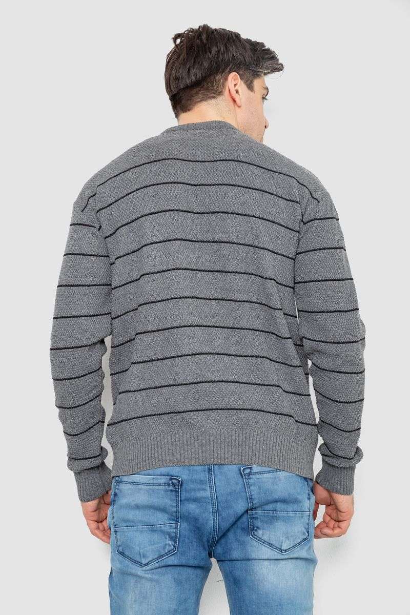 Свитер мужской в полоску, цвет серый, 161R1057 — изображение 4