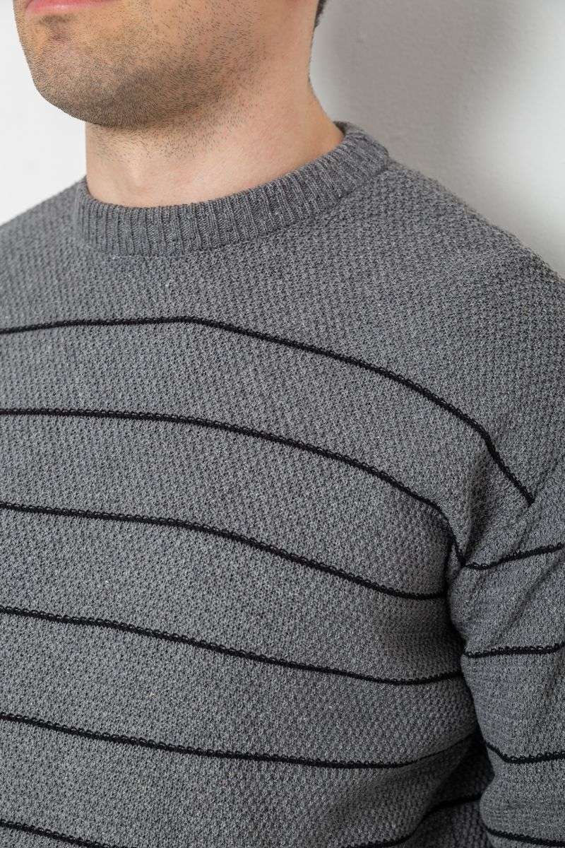 Свитер мужской в полоску, цвет серый, 161R1057 — изображение 5