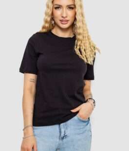 Футболка женская однотонная, цвет черный, 241R1800