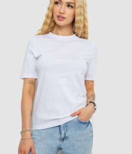 Футболка женская однотонная, цвет белый, 241R1800