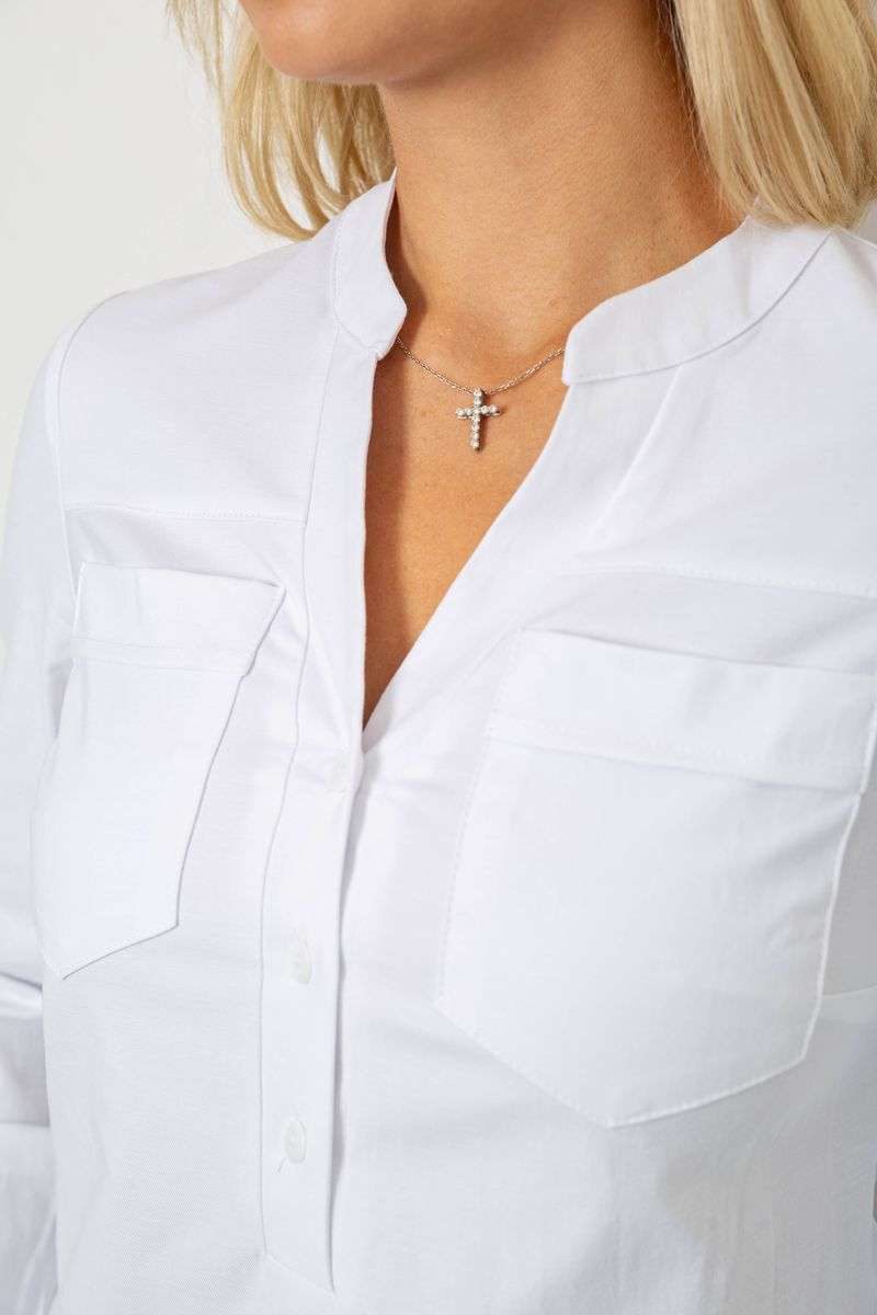 Блуза однотонная, цвет белый, 230R96-12 — изображение 5