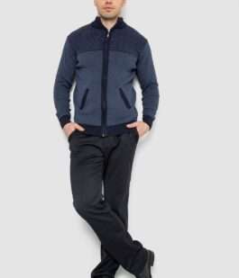 Кофта мужская на молнии с карманами, цвет синий, 161R1009